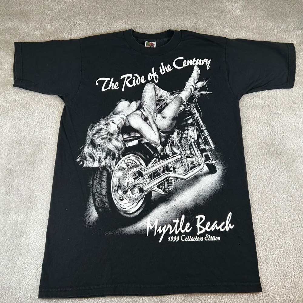 Vintage 1999 Myrtle Beach Spring Rally T-Shirt Men's L Black Ride of the Century - Picture 1 of 12